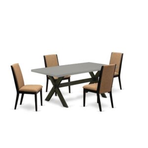 EAST WEST FURNITURE 5-PIECE MODERN DINING TABLE SET WITH 4 KITCHEN CHAIRS AND WOOD TABLE