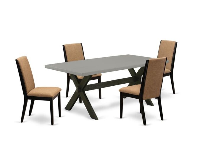EAST WEST FURNITURE 5-PIECE MODERN DINING TABLE SET WITH 4 KITCHEN CHAIRS AND WOOD TABLE