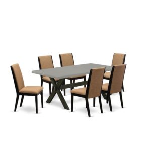 EAST WEST FURNITURE 7-PIECE DINETTE SET WITH 6 DINING CHAIRS AND RECTANGULAR TABLE