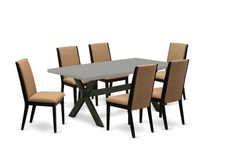 EAST WEST FURNITURE 7-PIECE DINETTE SET WITH 6 DINING CHAIRS AND RECTANGULAR TABLE