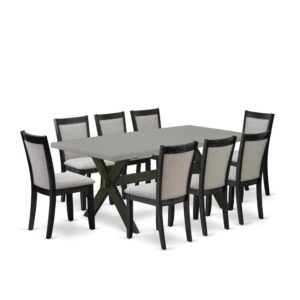This Dining Set  Includes A Modern Dining Table With 8 Parson Chairs To Make Your Family Meals Easier And Pleasant. The Frame Of This Dining Room Set  Is Created Of Prime Quality Rubber Wood