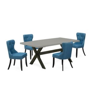 EAST WEST FURNITURE 5-PIECE DINETTE SET- 4 FABULOUS DINING CHAIRS AND 1 MODERN RECTANGULAR DINING TABLE