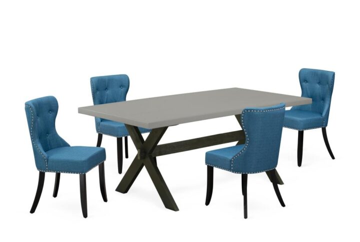 EAST WEST FURNITURE 5-PIECE DINETTE SET- 4 FABULOUS DINING CHAIRS AND 1 MODERN RECTANGULAR DINING TABLE