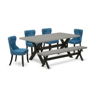 EAST WEST FURNITURE 6-PC KITCHEN TABLE SET- 4 STUNNING PARSON DINING CHAIRS