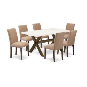 EAST WEST FURNITURE 7 - PC KITCHEN TABLE SET INCLUDES 6 DINING CHAIRS AND RECTANGULAR DINING TABLE