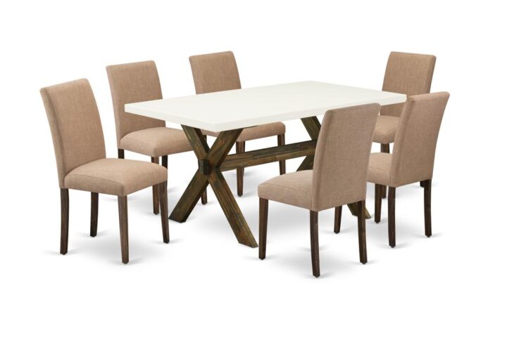 EAST WEST FURNITURE 7 - PC KITCHEN TABLE SET INCLUDES 6 DINING CHAIRS AND RECTANGULAR DINING TABLE