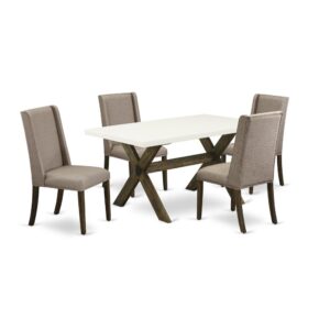 EAST WEST FURNITURE 5-PIECE RECTANGULAR DINING ROOM TABLE SET WITH 4 MODERN DINING CHAIRS AND RECTANGULAR DINING TABLE