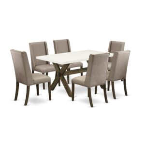 EaST WEST FURNITURE 7-PC DINING TaBLE SET 6 BEaUTIFUL KITCHEN PaRSON CHaIR andrectangularTaBLE