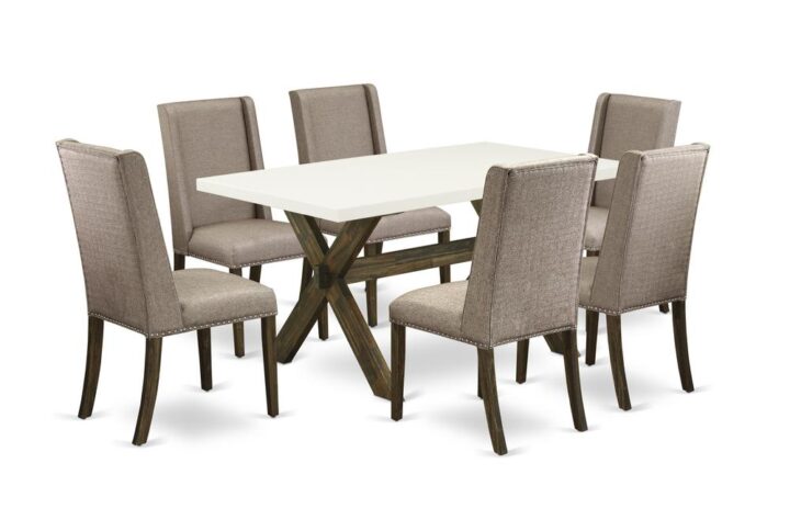 EaST WEST FURNITURE 7-PC DINING TaBLE SET 6 BEaUTIFUL KITCHEN PaRSON CHaIR andrectangularTaBLE