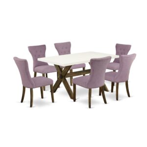 EAST WEST FURNITURE 7-PC DINETTE SET- 6 FABULOUS DINING CHAIR AND 1 RECTANGULAR DINING TABLE