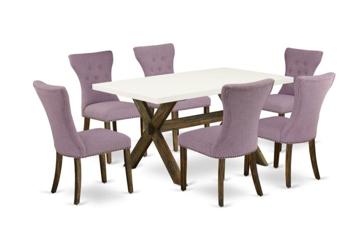 EAST WEST FURNITURE 7-PC DINETTE SET- 6 FABULOUS DINING CHAIR AND 1 RECTANGULAR DINING TABLE