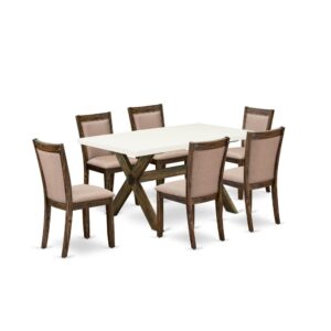 This 9 Piece dining table set includes a wood table with 8 parson chairs to make your friends and family meals more leisurely and pleasant. The structure of this mid century dining set is created of high quality Rubber Wood
