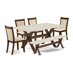This Dining Room Table Set  Is Built To Provide Elegance Of Charm To Any Dining Room. This Kitchen Table Set  Contains A Kitchen Table And A Wood Bench With 4 Matching Padded Chairs. Our Dining Set  Adds Some Simple And Modern Beauty To Your Home. Ideal For Dinette