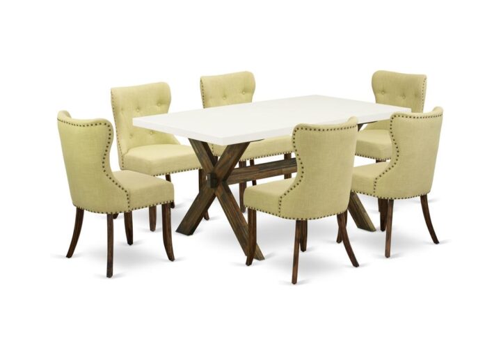 EAST WEST FURNITURE 7-PIECE KITCHEN TABLE SET- 6 AMAZING DINING CHAIR AND 1 dining table
