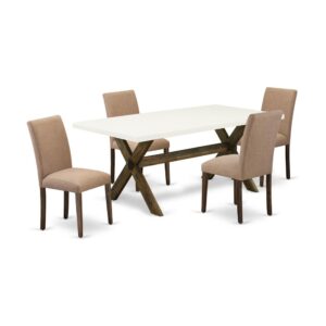 EAST WEST FURNITURE 5 - PIECE TABLE AND CHAIRS DINING SET INCLUDES 4 DINING ROOM CHAIRS AND RECTANGULAR TABLE