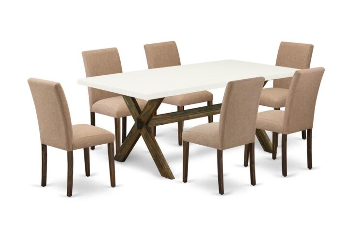 EAST WEST FURNITURE 7 - PC DINING ROOM SET INCLUDES 6 MODERN DINING CHAIRS AND RECTANGULAR DINNER TABLE