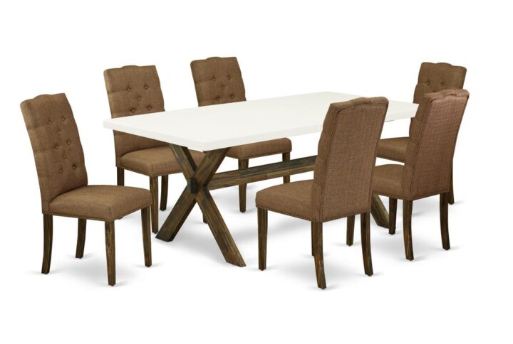 EaST WEST FURNITURE 7-PIECE KITCHEN TaBLE SET 6 STUNNING DINING ROOM CHaIRS and RECTaNGULaR DINING ROOM TaBLE