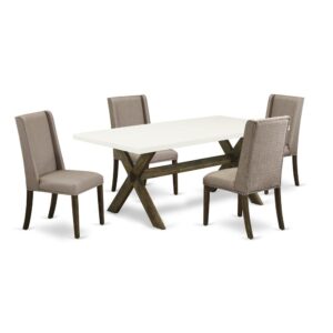 EAST WEST FURNITURE 5-PIECE DINING ROOM TABLE SET WITH 4 KITCHEN CHAIRS AND RECTANGULAR DINING ROOM TABLE