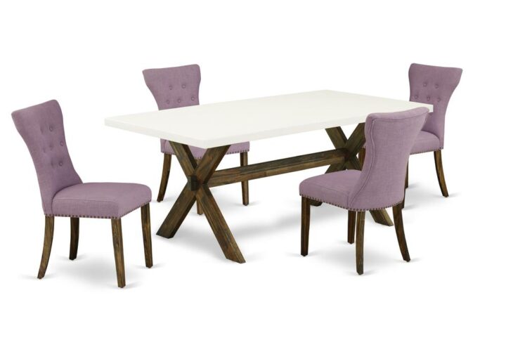 EAST WEST FURNITURE 5-PIECE DINING ROOM TABLE SET- 4 FANTASTIC DINING CHAIR AND 1 WOOD DINING TABLE