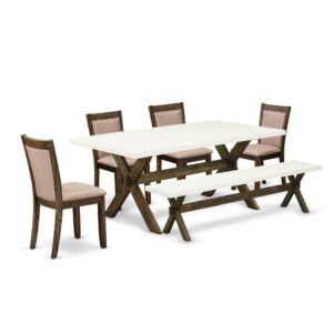 Our dinette set adds a touch of elegance to any dining room that you and your family will absolutely enjoy. The elegant 6 Piece dining set consists of a wood dining table and a modern dining bench