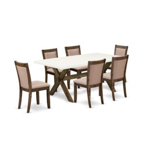 Our mid century modern dining set adds a touch of elegance to any dining room that you and your family will absolutely enjoy. The elegant 6 Piece kitchen table set contains a wooden table and a wood bench