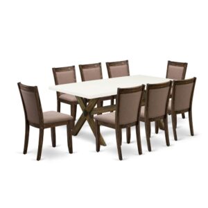 This 7 piece kitchen dining table set includes a wood table with 6 modern dining chairs to make your loved ones meals more leisurely and pleasant. The frame of this mid century dining set is created of top quality Asian wood