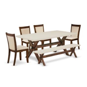 This Dining Set  Is Built To Provide Elegance Of Charm To Any Dining Room. This Table Set  Consists Of A Kitchen Table And A Small Dining Bench With 4 Matching Kitchen Chairs. Our Dining Set  Adds Some Simple And Modern Elegance To Your Home. Suitable For Dinette