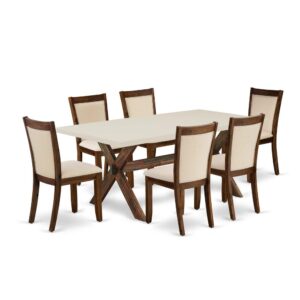 This Kitchen Dining Table Set  Is Built To Provide Beauty Of Charm To Any Dining Room. This Modern Dining Set  Includes A Dining Table And 6 Matching Upholstered Dining Chairs. Our Kitchen Dining Table Set  Adds Some Simple And Contemporary Elegance To Your Home. Ideal For Dinette