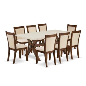 This Mid Century Dining Set  Is Built To Provide The Beauty Of Charm To Any Dining Room. This Dining Table Set  Includes A Wooden Kitchen Table And 8 Matching Dinning Room Chairs. Our Dinette Set  Adds Some Simple And Modern Beauty To Your Home. Ideal For Dinette