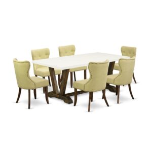 EAST WEST FURNITURE 7-PC MODERN DINING SET- 6 WONDERFUL PADDED PARSON CHAIR AND 1 MODERN KITCHEN TABLE