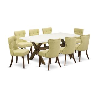 EAST WEST FURNITURE 9-PIECE DINING ROOM SET- 8 FABULOUS DINING CHAIRS AND 1 dining table