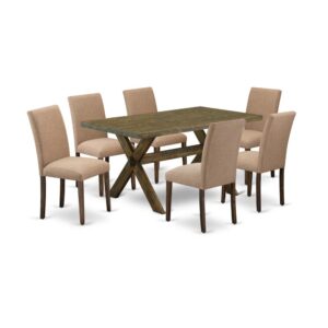 EAST WEST FURNITURE 7 - PIECE DINETTE SET INCLUDES 6 KITCHEN CHAIRS AND RECTANGULAR MODERN KITCHEN TABLE