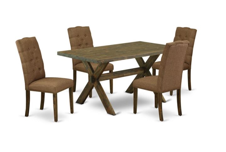 EAST WEST FURNITURE 5-PIECE KITCHEN TABLE SET WITH 4 UPHOLSTERED DINING CHAIRS AND rectangular TABLE