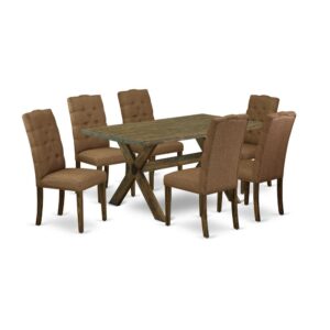 EaST WEST FURNITURE 7-PC KITCHEN TaBLE SET 6 aMaZING PaRSON CHaIR and RECTaNGULaR DINING TaBLE