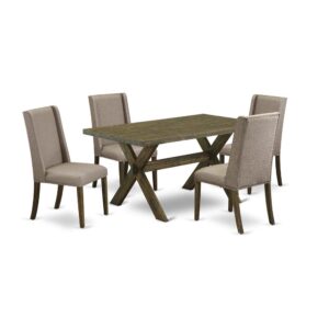 EAST WEST FURNITURE 5-PIECE DINING ROOM TABLE SET WITH 4 PARSON DINING CHAIRS AND RECTANGULAR dining table