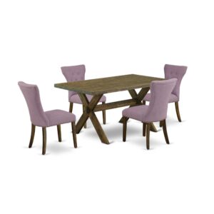EAST WEST FURNITURE 5-PIECE RECTANGULAR TABLE SET WITH 4 MODERN DINING CHAIRS AND RECTANGULAR KITCHEN TABLE