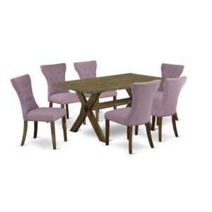 EaST WEST FURNITURE 7-PC DINING SET 6 FaNTaSTIC PaRSONS CHaIRS and RECTaNGULaR WOOD TaBLE