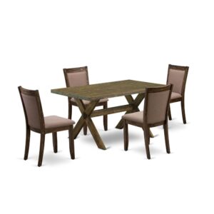 Our mid century modern dining set adds a touch of elegance to any dining room that you and your family will absolutely enjoy. The elegant 7 Piece dinette set consists of a mid century modern dining table and 6 modern chairs. This rectangular kitchen table top is offered in a Cement finish. In addition