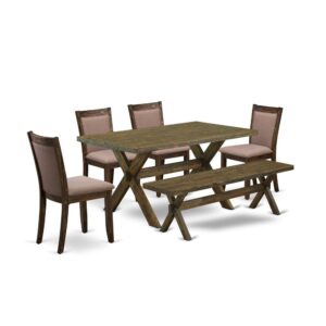 This 5-piece dining table set comes with 1 wood table and 4 matching dining room chairs. The dinning set is constructed from fine RubberWood for good quality and endurance. A rectangular-shaped dining table is built in a sophisticated style with distinct aspects and linen fabric padded rustic dining chairs will inspire everyone who comes to the dining area. The wooden dining table has X-style legs to offer maximum steadiness in the dinner. The modern and sophisticated design of the dinner table set easily blends in any kitchen. The Padded seat of the modern dining chairs is made of linen fabric that raises the wood dining table design. Our modern dining room table set is quite simple to clean with a damp towel and always offers an elegant appeal. The installation process of our luxurious kitchen dining table set is not difficult and simple to operate. Each dining room set comes conveniently with easy-to-follow instructions and all essential equipment included. You just need to follow the steps in the handbook to complete the installation in a short time.