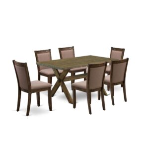 This 6-piece wood kitchen table set consists of 1 wood table and dining room bench with 4 matching mid century modern dining chairs. The dinning set is made of fine RubberWood for top quality and endurance. A rectangular-shaped modern kitchen table and kitchen bench are developed in a unique style with distinct aspects and linen fabric padded kitchen & dining room chairs will attract everyone who comes to the dining area. The mid century dining table and rustic bench contain X-style legs to offer maximum stability during the dinner. The modern and stylish design of the kitchen table set easily blends in any kitchen. This Upholstered seat of the dining room chairs is made of linen fabric that enhances the modern dining table design. Our dinette set is quite simple to clean with a limp cloth and always offers an elegant appeal. The installation process of our luxurious dinning set is not difficult and easy to operate. Each table set comes conveniently with easy-to-follow instructions and all important equipment included. You simply need to follow the steps in the handbook to accomplish the assembly in a limited time.