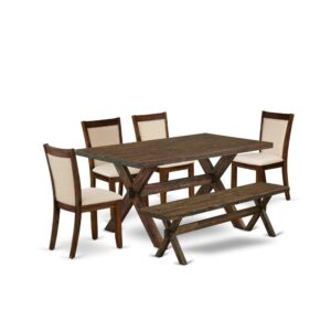 This Dining Table Set  Is Built To Provide Elegance Of Charm To Any Dining Room. This Dining Room Table Set  Includes A Dinning Table And A Modern Bench With 4 Matching Kitchen Chairs. Our Dining Table Set  Adds Some Simple And Contemporary Beauty To Your Home. Suitable For Dinette