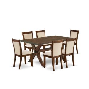 This Dining Room Table Set  Is Built To Give Elegance Of Charm To Any Dining Room. This Table Set  Consists Of A Wooden Dining Table And 6 Matching Upholstered Dining Chairs. Our Dining Room Set  Adds Some Simple And Contemporary Beauty To Your Home. Suitable For Dinette