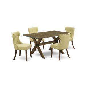 EAST WEST FURNITURE 5-PIECE MODERN DINING SET- 4 FABULOUS PARSON CHAIRS AND 1 MODERN DINING ROOM TABLE