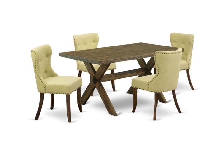 EAST WEST FURNITURE 5-PIECE MODERN DINING SET- 4 FABULOUS PARSON CHAIRS AND 1 MODERN DINING ROOM TABLE