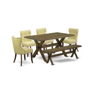 EAST WEST FURNITURE 6-PC DINING ROOM TABLE SET- 4 FABULOUS PARSON CHAIRS