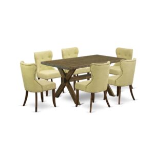 EAST WEST FURNITURE 7-PC MODERN DINING TABLE SET- 6 FANTASTIC PARSON DINING CHAIRS AND 1 dining table