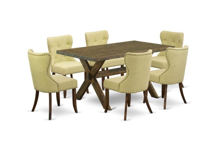 EAST WEST FURNITURE 7-PC MODERN DINING TABLE SET- 6 FANTASTIC PARSON DINING CHAIRS AND 1 dining table