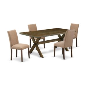EAST WEST FURNITURE 5 - PC WOODEN DINING TABLE SET INCLUDES 4 MODERN CHAIRS AND RECTANGULAR MODERN KITCHEN TABLE