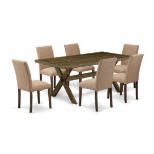 EAST WEST FURNITURE 7 - PC DINING ROOM SET INCLUDES 6 DINING ROOM CHAIRS AND RECTANGULAR BREAKFAST TABLE