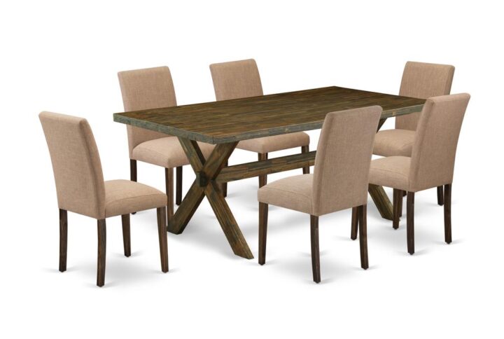EAST WEST FURNITURE 7 - PC DINING ROOM SET INCLUDES 6 DINING ROOM CHAIRS AND RECTANGULAR BREAKFAST TABLE
